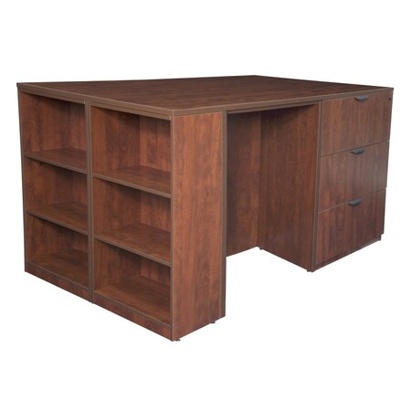 Regency Desk/ 3 Lateral File Quad with Bookcase End StandUp Desk LatFile Quad, BookCase, 46" D X 42" H LSSD3LF8546CH